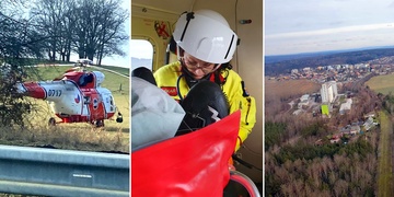 Střet cyklisty s autem, na místě přistává vrtulník LZS