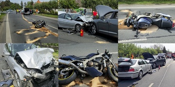 Motocyklista způsobil vážnou dopravní nehodu, měl u sebe pervitin a v závěru ještě napadl záchranáře