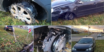 Těžce opilý řidič havaroval u Makra s autem bez pneumatik