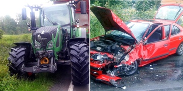 Střet osobního auta s traktorem