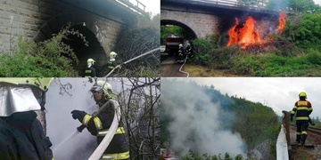 Požár u železniční trati