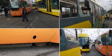 V Sadech Pětatřicátníků se střetly tramvaje a jedna vykolejila