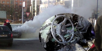 Požár auta i autobusu současně