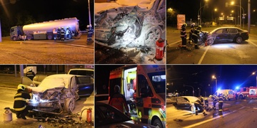 Opilci narazili do cisterny s palivem a jejich auto začalo hořet