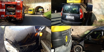 Čelní střet nákladního a osobního vozu