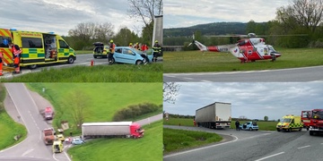 Čelní střet kamionu s osobním vozem