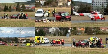 Vážná dopravní nehoda, na místě přistával vrtulník LZS