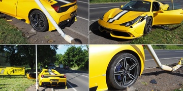 S Ferrari přerazil sloup
