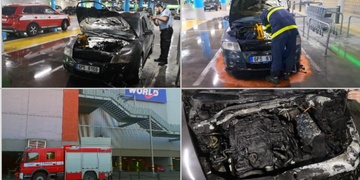 Požár vozu v podzemních garážích Olympie