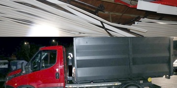 Nepozorný řidič rozpáral střechu pumpy