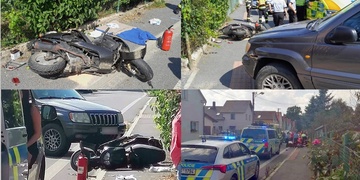 Střet skútru s osobním vozem