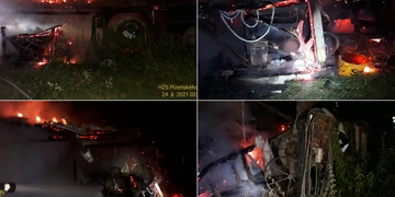 Noční požár přístřešku