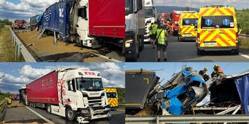 Hromadná dopravní nehoda kamionů, na místě je jeden mrtvý