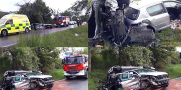 Čelní střet dvou vozidel, dva zranění lidé