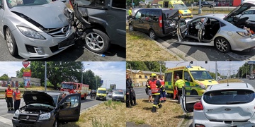 Do vozů čekajících na semaforu vletělo další, na místě jsou čtyři zranění