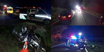 Střet motorkáře s jelenem