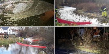 Kontaminace potoka Merklínka, hasiči stavěli norné stěny