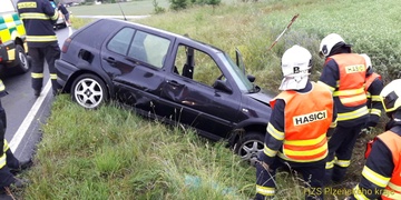 Řidič se na mokré silnici přecenil