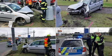 Nehoda na Jateční - těžce opilý cizinec nezvládl průjezd zatáčkou