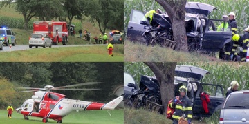 Řidič zřejmě usnul a s autem narazil do stromu