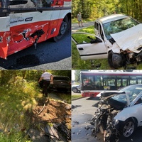 Bourala auta, motorka i autobus
