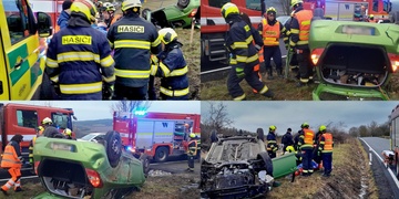 Řidička s autem skončila na střeše