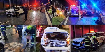 Střet taxíku s vozem zásilkové služby