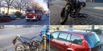 Střet motorky s autem na Americké třídě