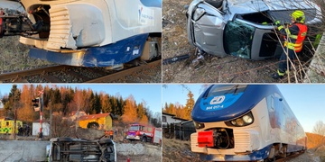 Náraz vlaku auto odhodil několik metrů