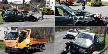 Střet osobního a nákladního vozu