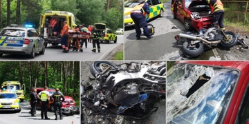 Čelní střet auta s motocyklem u Plzně