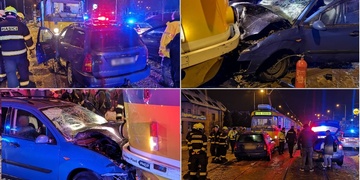 Čelní střet tramvaje s osobním vozem, řidič nehodu nepřežil