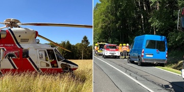 Střet motocyklu s dodávkou