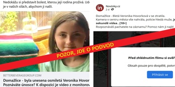 POZOR! - Článek o únosu Veroniky Hovorkové z dětského hřiště je podvod