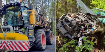 Čelní střet auta se zemědělským strojem