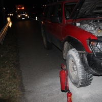 Požár auta na dálnici - hořelo auto Krimi-Plzeň