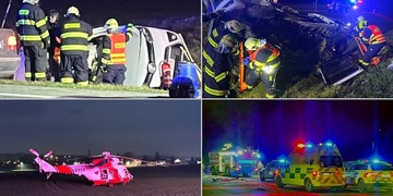 Střet dodávky s osobním vozem, na místě je větší počet zraněných včetně dětí