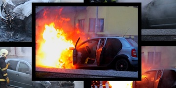V Plasích začalo za jízdy hořet auto