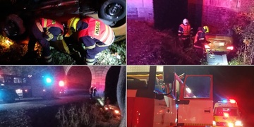 Opilá devatenáctiletá dívka skončila s autem na střeše v potoce