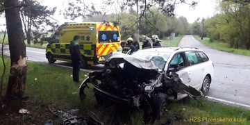 Aby se vyhnula střetu s autem, narazila do stromu