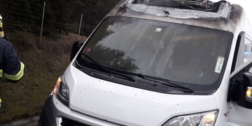 Požár dodávky převážející ryby