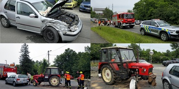 Střet traktoru s osobním autem