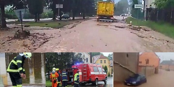 Zatopená pole, sklepy, domy, ale i část dálnice