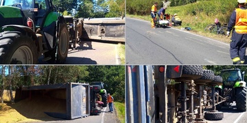 Převrácený přívěs traktoru vážně zranil cyklistku