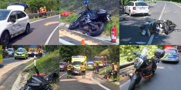 Pro dva ze tří zraněných motorkářů musel letět vrtulník záchranářů