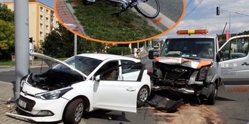 Nabouraná odtahovka i zraněná cyklistka