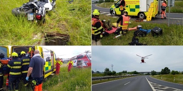 Motorkář při nájezdu na dálnici nezvládl řízení