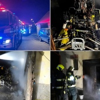 Požár čtyřkolky v garáži