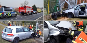 Po vyjetí ze silnice řidička zdemolovala plot, bránu a plynovou přípojku