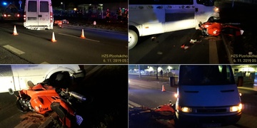 Ranní střet dodávky a motorkáře